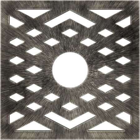 Ekena Millwork Chevron Architectural Grade PVC Pierced Medallion, 20"OD x 5 1/8"ID x 1/2"P, Antiqued Warm Silver CMPP20CHAWS